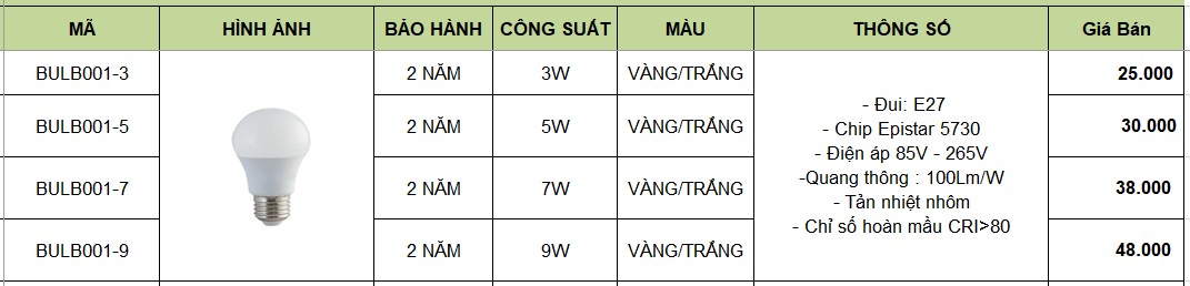 Bóng đèn BULB tròn BULB001