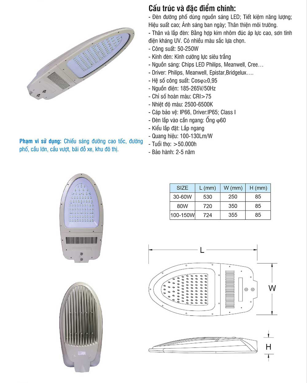 Đèn đường led DDL007