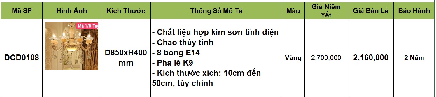 Đèn chùm đồng - DCD1108