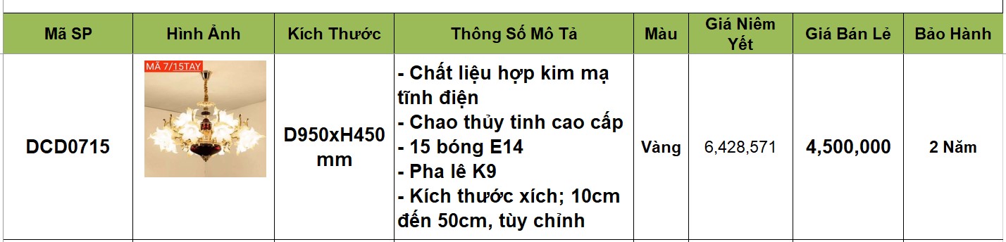 Đèn chùm đồng - DCD0715