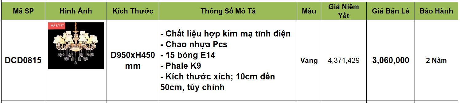 Đèn chùm đồng - DCD0815