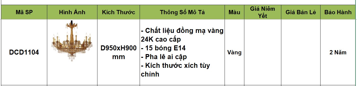 Đèn chùm đồng cao cấp DCD1104