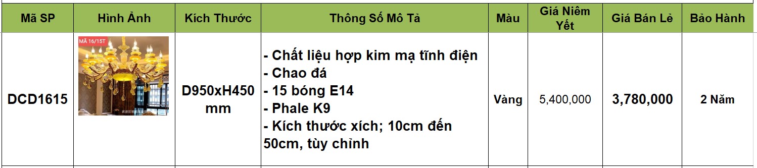 Đèn chùm đồng - DCD1615