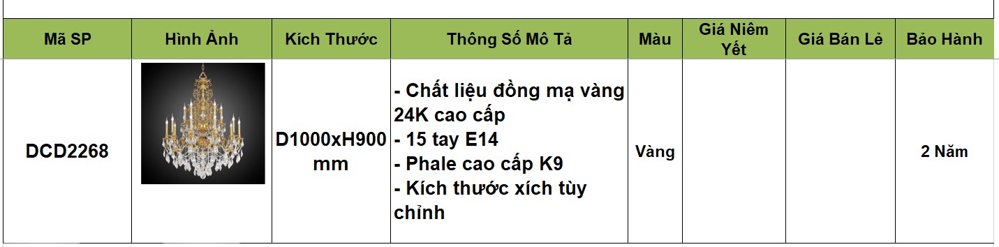 Đèn chùm đồng cao cấp DCD2268
