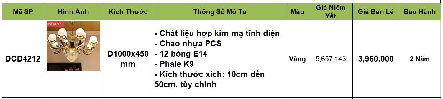 Đèn chùm đồng DCD4212