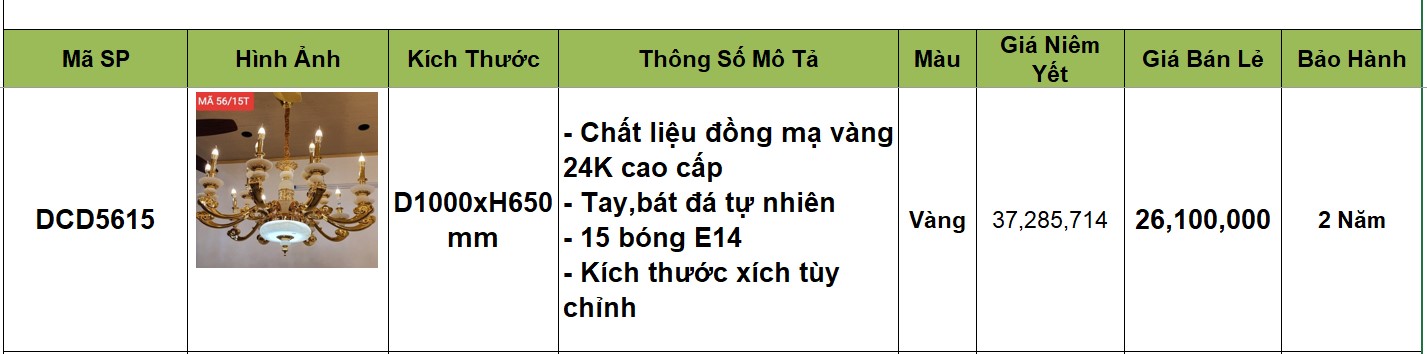 Đèn chùm đồng - DCD5615
