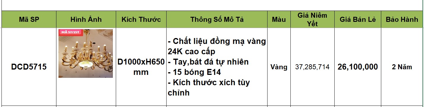 Đèn chùm đồng cao cấp DCD5715