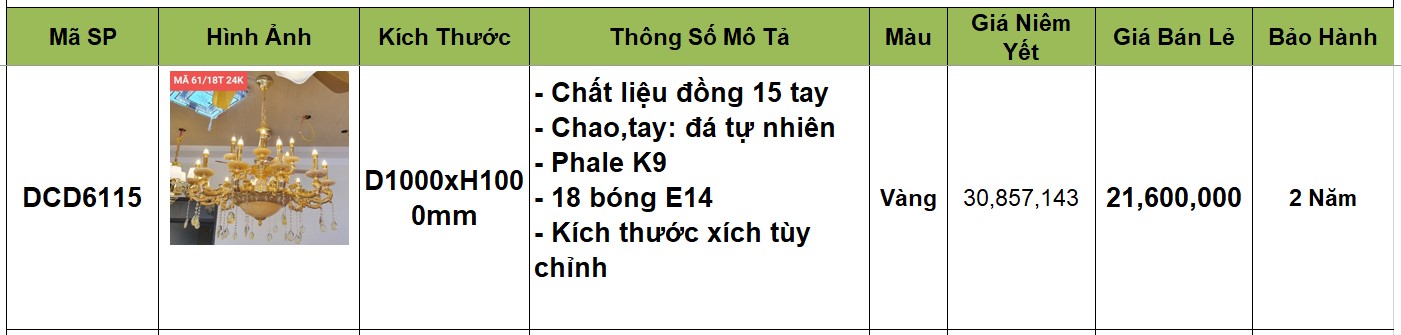 Đèn chùm đồng cao cấp DCD6115