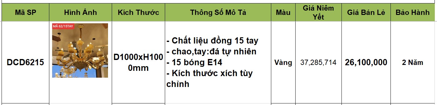 Đèn chùm đồng cao cấp DCD6215