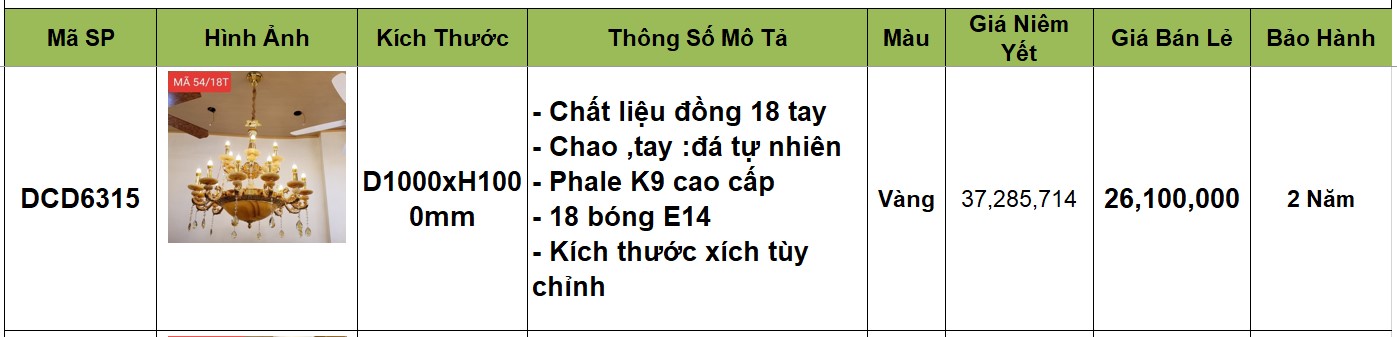 Đèn chùm đồng cao cấp - DCD6315