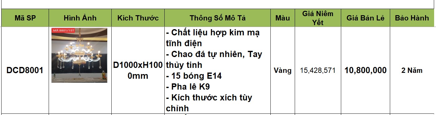 Đèn chùm đồng - DCD8001