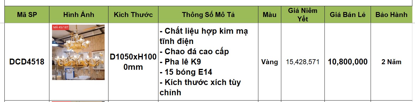 Đèn chùm đồng cao cấp - DCD4518