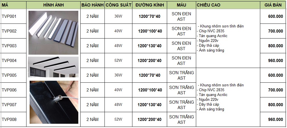 Đèn thả văn phòng TVP001-008