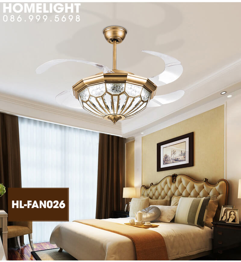 Quạt trần đèn cánh cụp xòe cao cấp - HL-FAN026