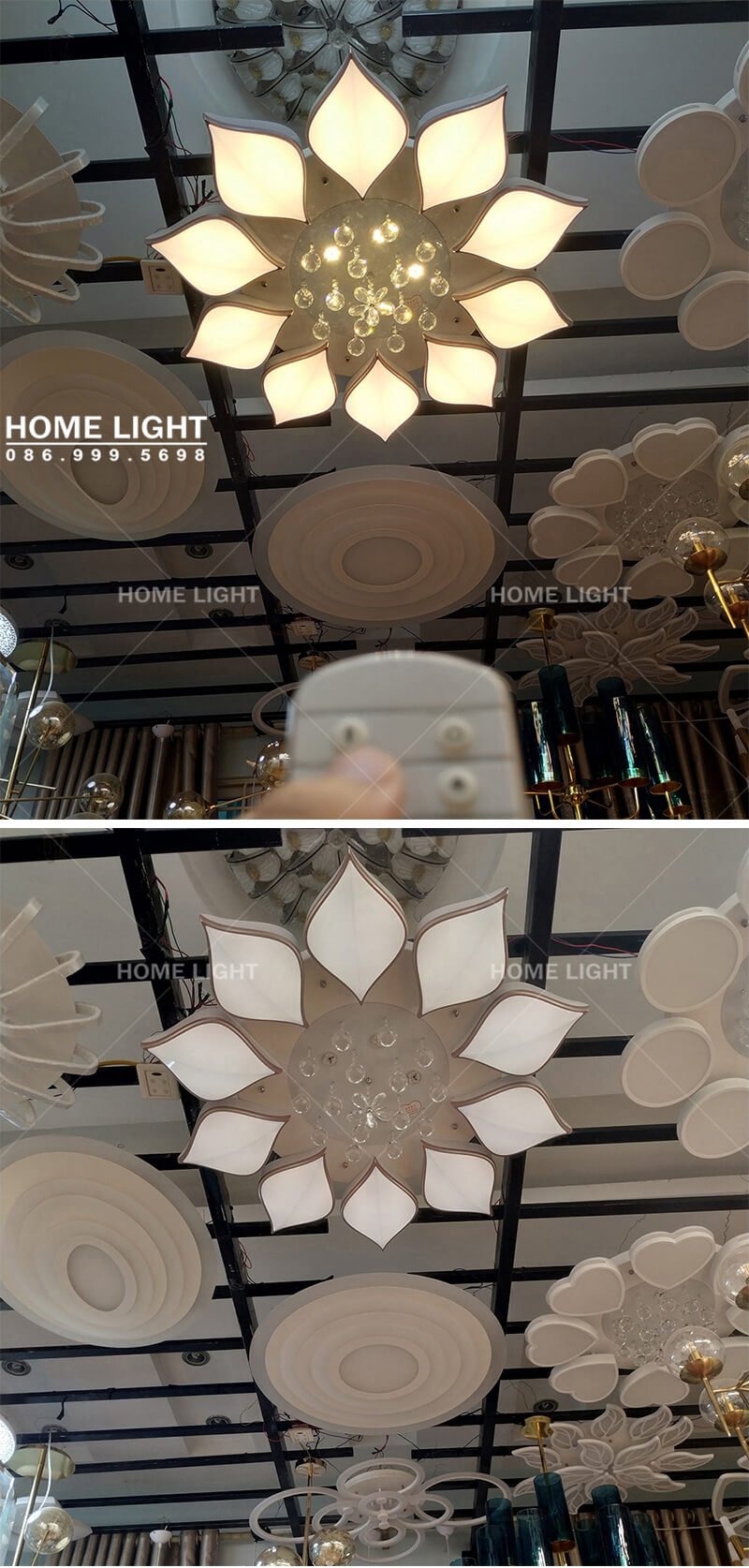 Hình ảnh thực tế đèn chùm pha lê OPLADY06-10