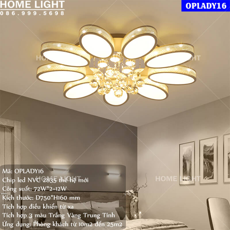 Đèn chùm trang trí led cho phòng khách đẹp giá rẻ OPLADY16