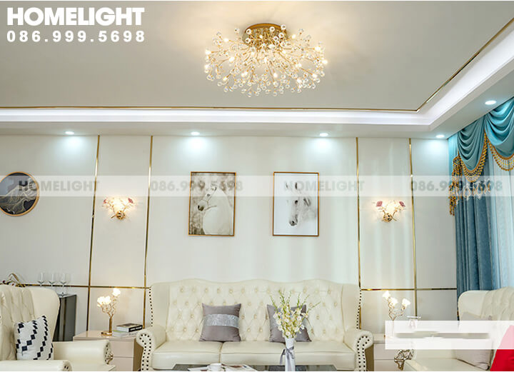 Đèn chùm pha lê cao cấp trang trí cho phòng khách tại Hà Nội - LUX001