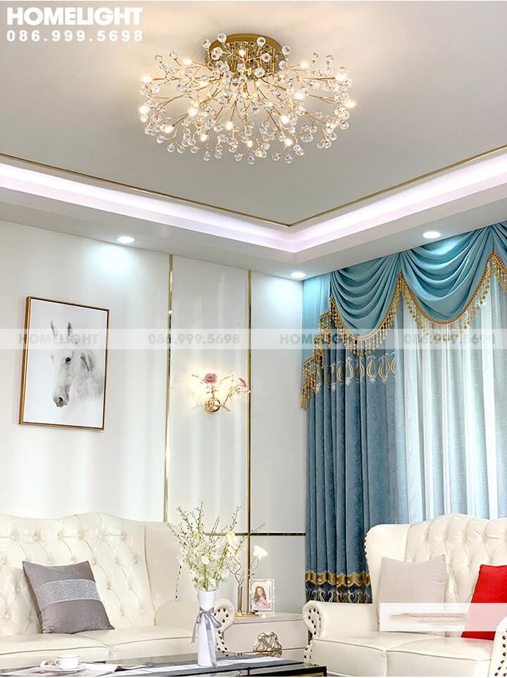 Đèn chùm pha lê cao cấp trang trí cho phòng khách tại Hà Nội - LUX001