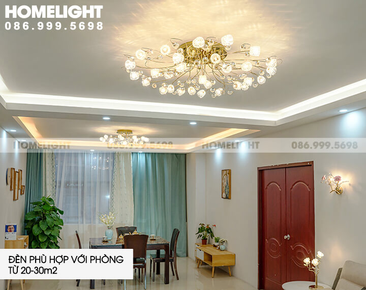 Đèn chùm pha lê cao cấp trang trí cho phòng khách tại Hà Nội - LUX003