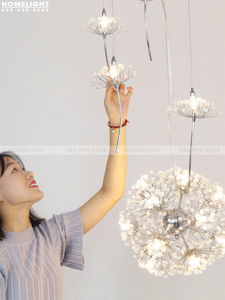 Đèn thả chùm pha lê cao cấp trang trí phòng khách tại Hà Nội - LUX006