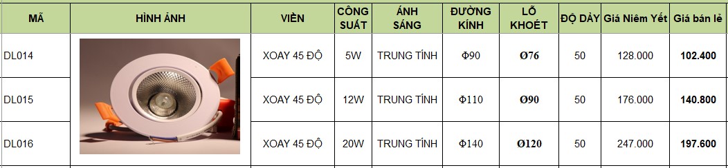 Đèn âm trần downlight DL005