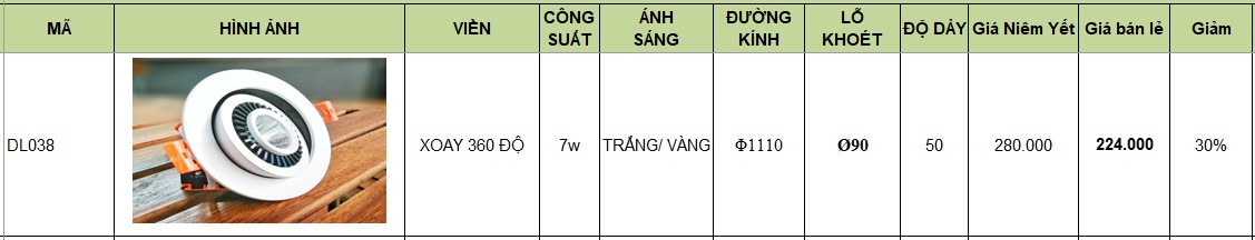 Đèn âm trần downlight DL035