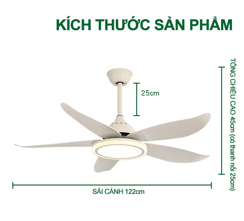 Quạt trần đèn trang trí phòng khách đẹp -HL-FAN089