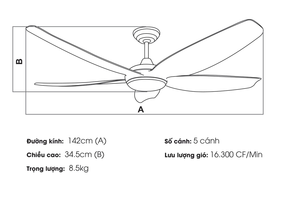 Quạt trần KAIYO cao cấp HIRO-219