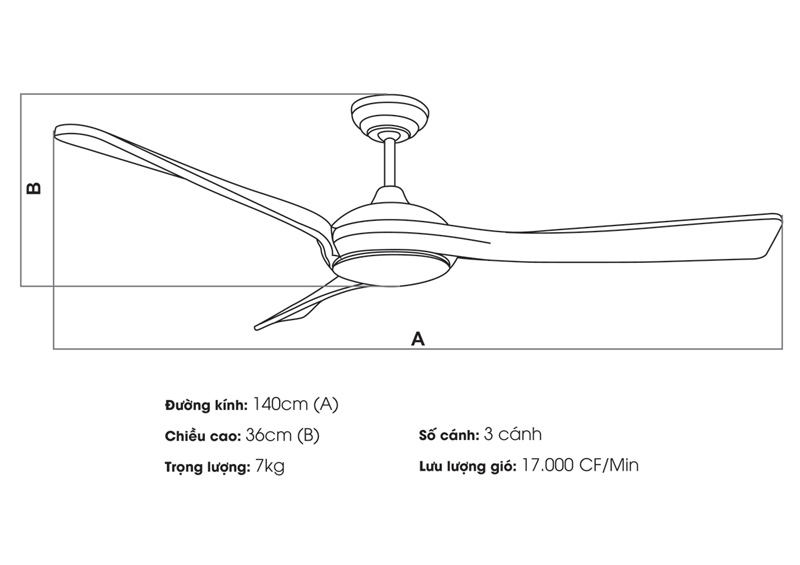 Quạt trần KAIYO cao cấp IWA-218