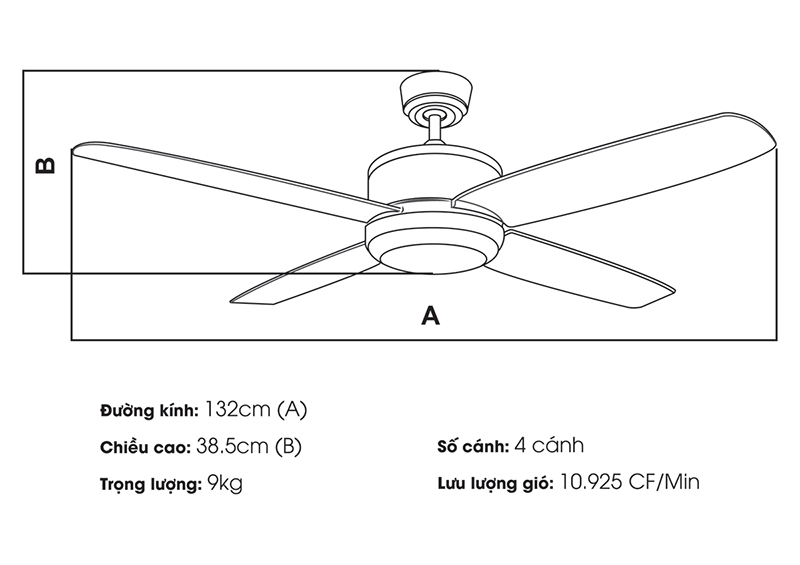 Quạt trần KAIYO chính hãng NAGO-594