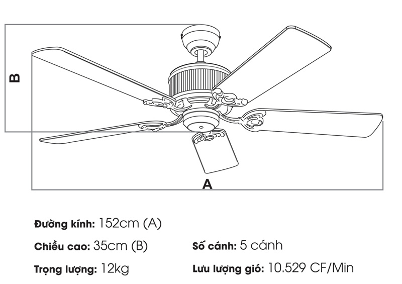 Quạt trần KAIYO chính hãng OKA-181AB