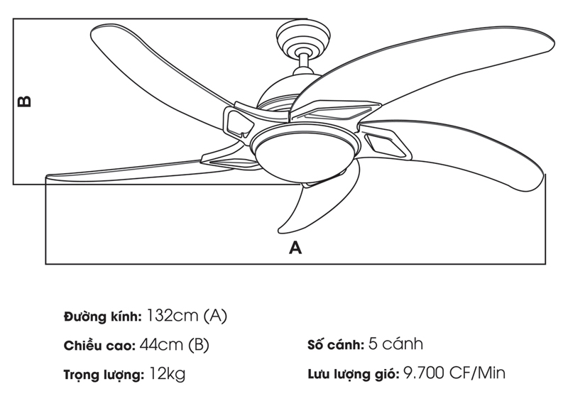 Quạt trần KAIYO chính hãng YAMA-4054