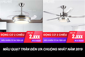 5 mẫu quạt trần đèn trang trí phòng khách 2020