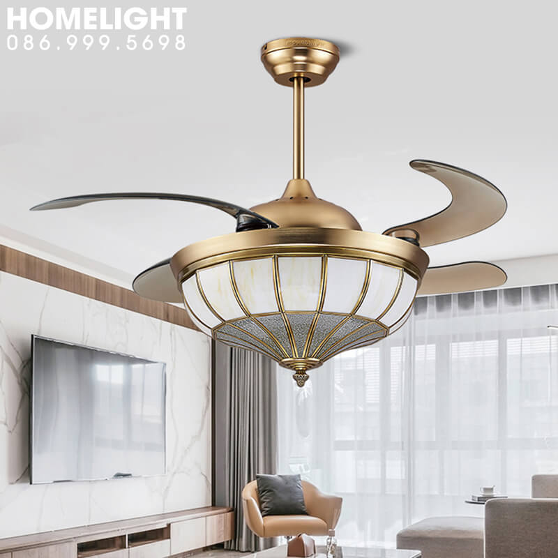 Quạt trần đèn cánh cụp xòe cao cấp – HL-FAN023