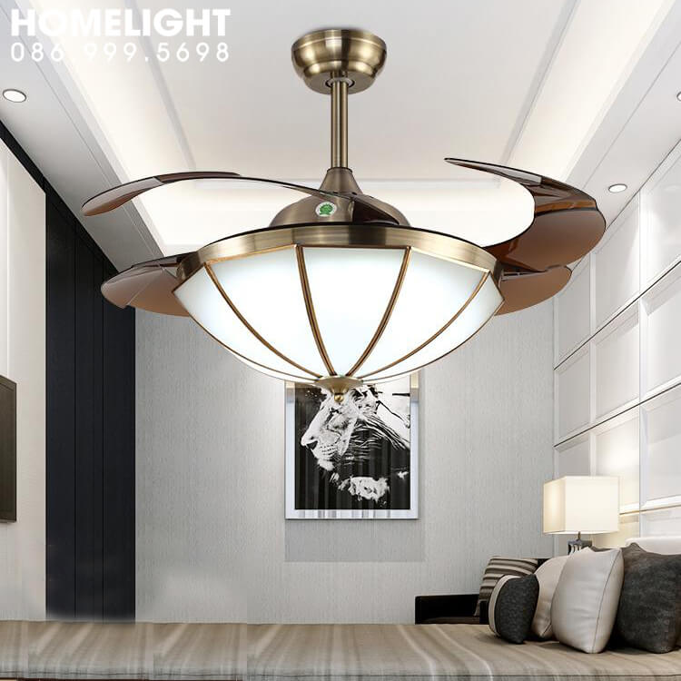 Quạt trần đèn cánh cụp xòe cao cấp – HL-FAN028