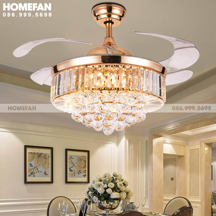 Quạt trần đèn pha lê – HL-FAN003