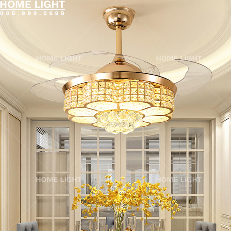 Quạt trần đèn pha lê – HL-FAN008